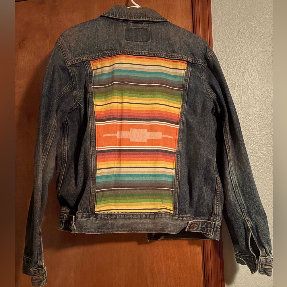 Western Denim Jacket with Serape